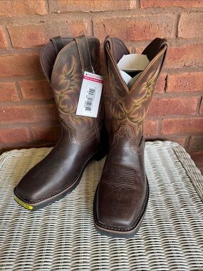 Justin Boots Brown Leather Western Cowboy Work Boots